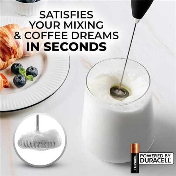 Zulay Milk Frother Handheld Electric Coffee Whisk Foam Maker with Batteries - Picture 2 of 7